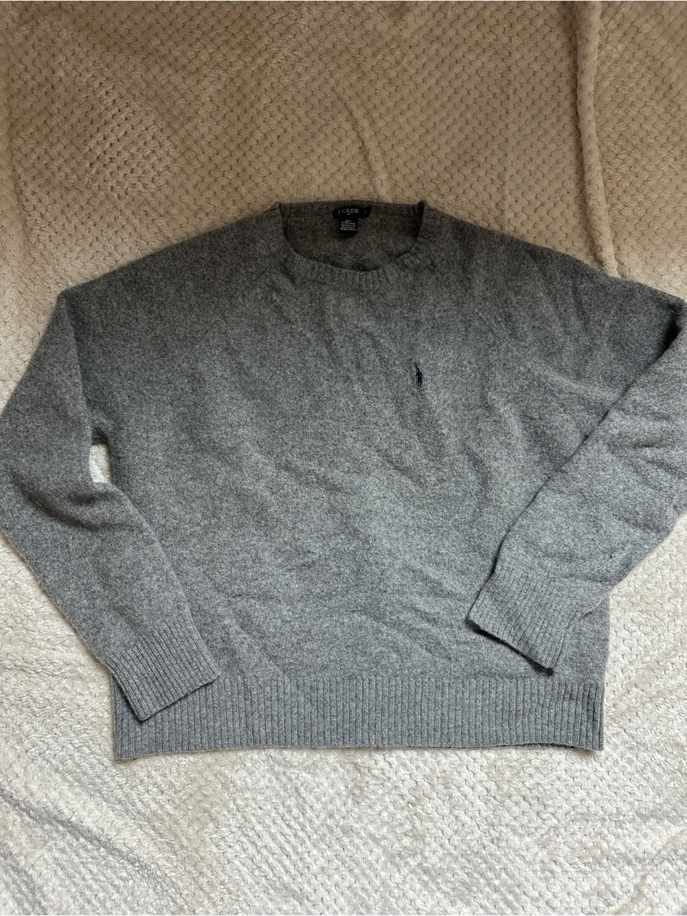J. Crew Men's Gray 100% Lambs Wool Crewneck Sweater Size XL